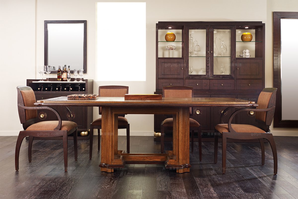 高端品牌美式實木長餐桌