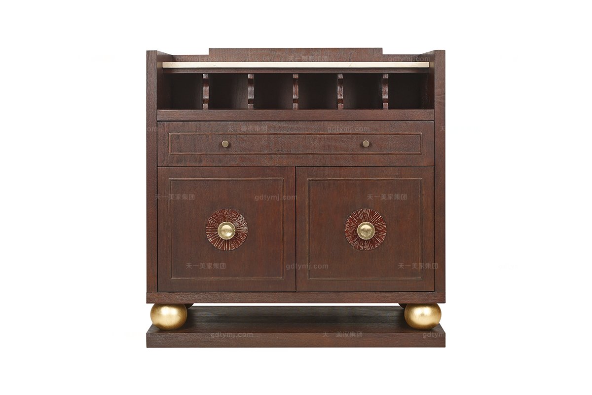 高端品牌美式西班牙進口米黃大理石酒柜