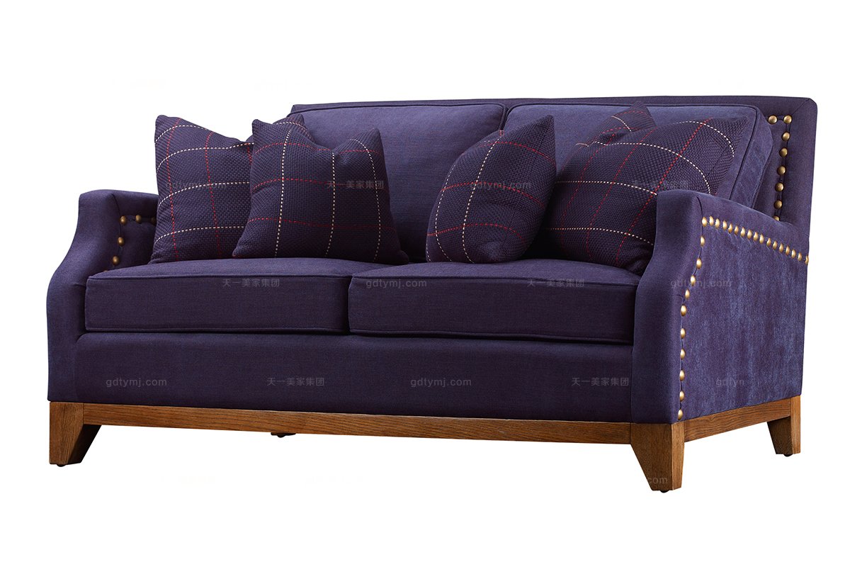 高端品牌美式布藝雙位沙發