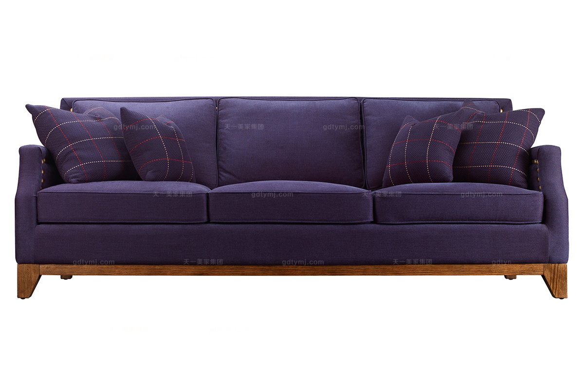 高端品牌美式布藝三位沙發