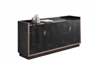 高端不銹鋼家具圖片后現代黑亮餐柜