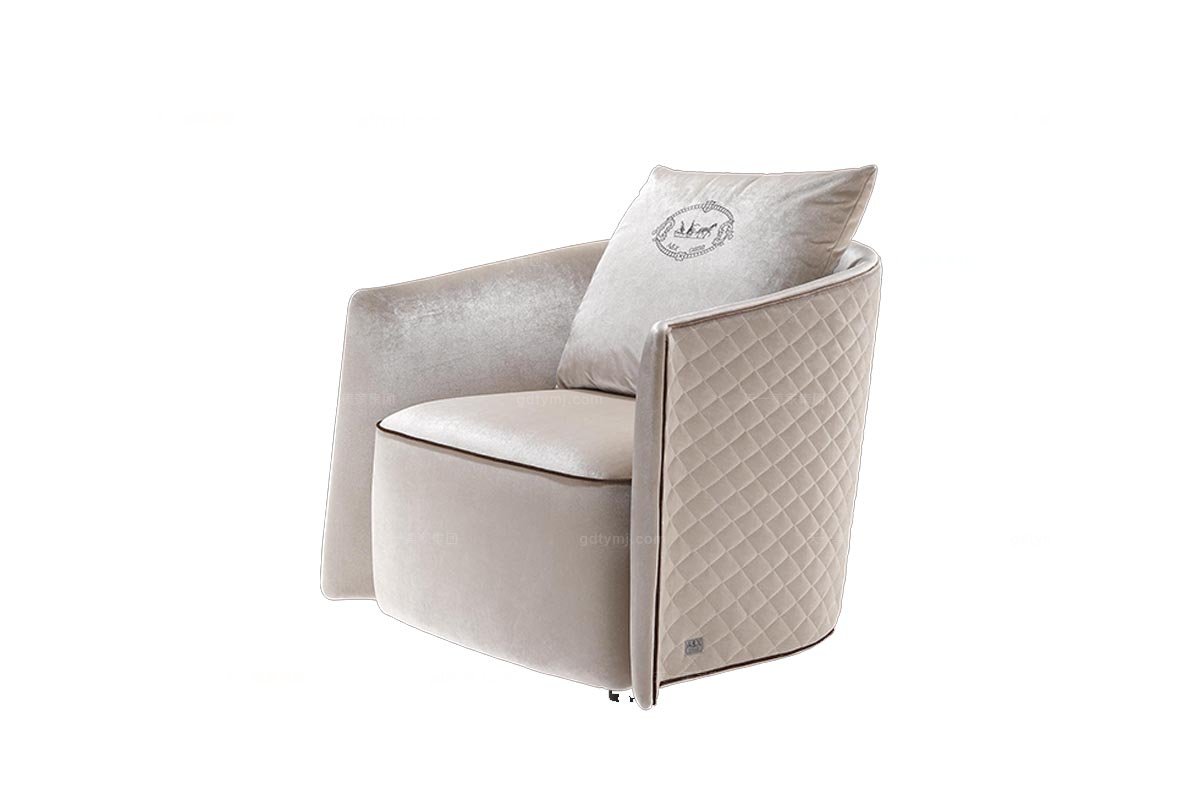 高端現代奢華家具后現代米白色絨布休閑椅（大）