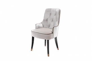 高端后現代米白色絨布拉點餐椅