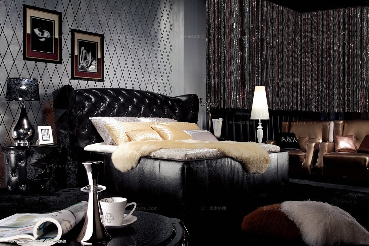 高端時尚后現代雙人床