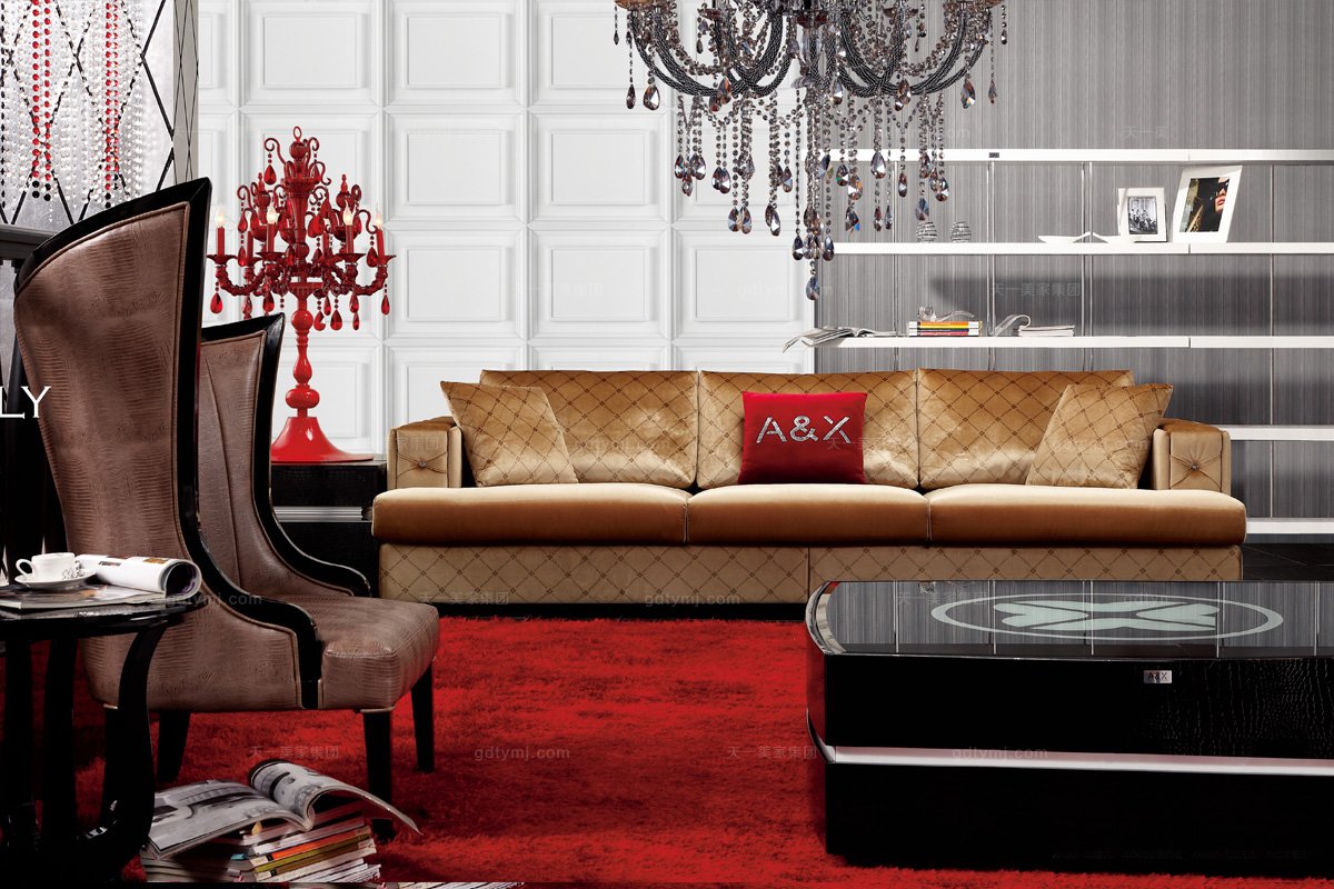 高端時尚后現代布藝三位沙發