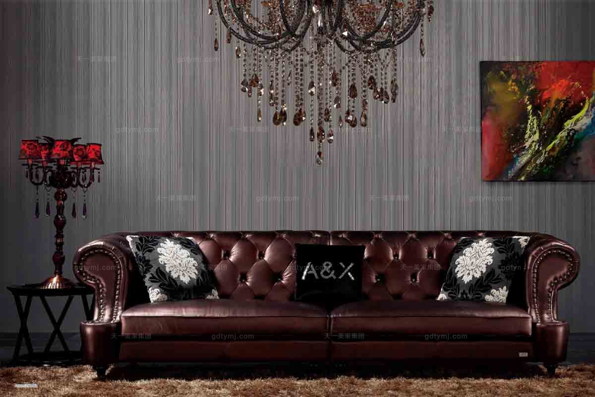 高端時尚后現代真皮四位沙發