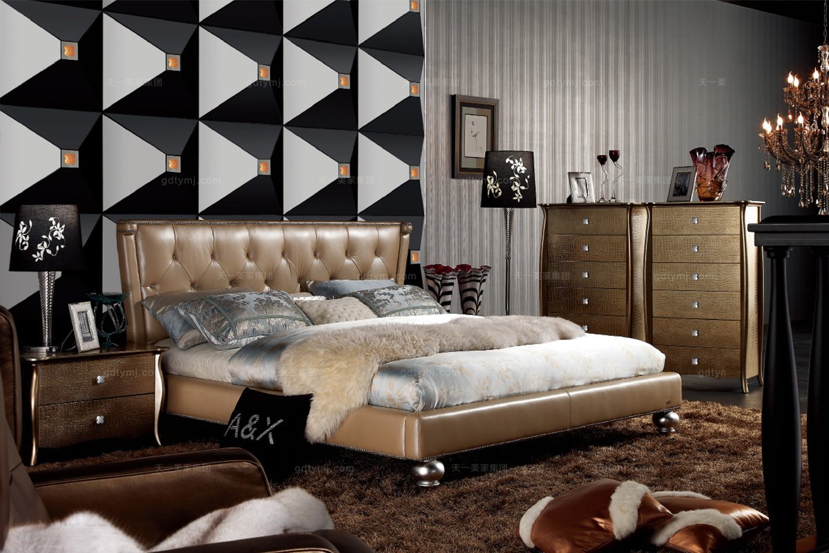 高端品牌后現代雙人床  