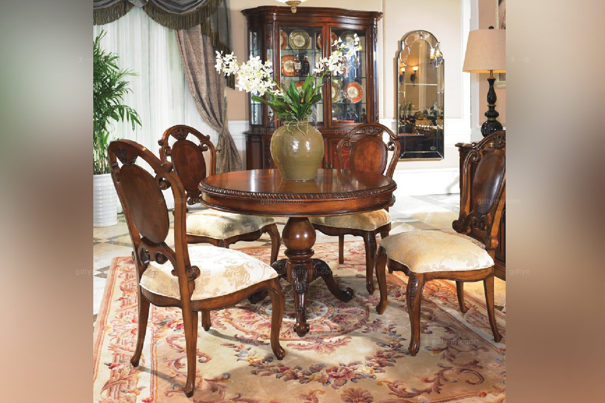 高端實木家具美式布藝餐椅