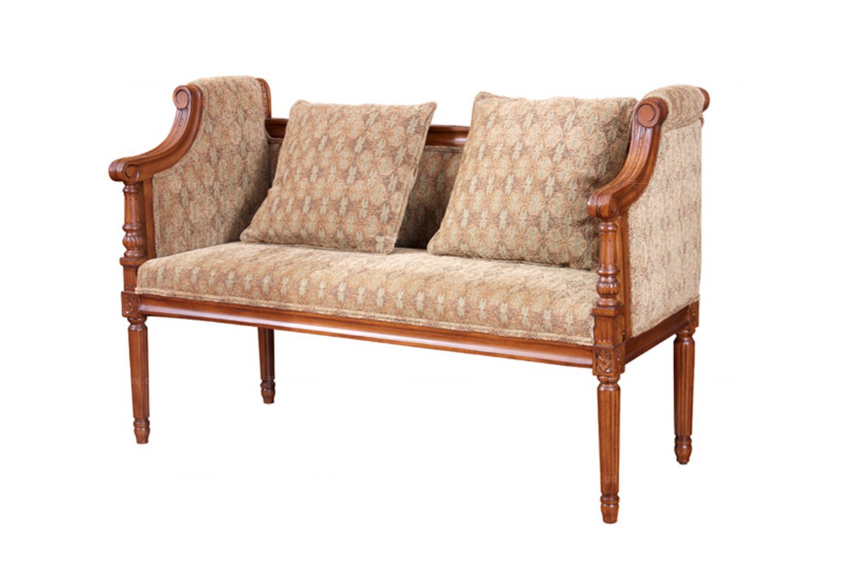 高端別墅實木家具美式二位布藝沙發