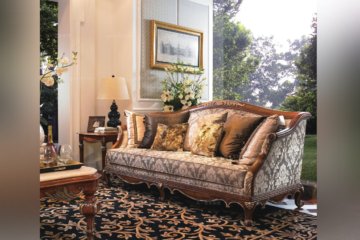 高端家具美式布藝三位沙發