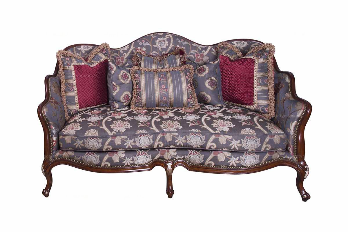 別墅會所美式花色布藝沙發