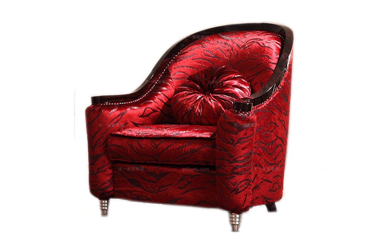 高端奢華新古典紅色單人沙發
