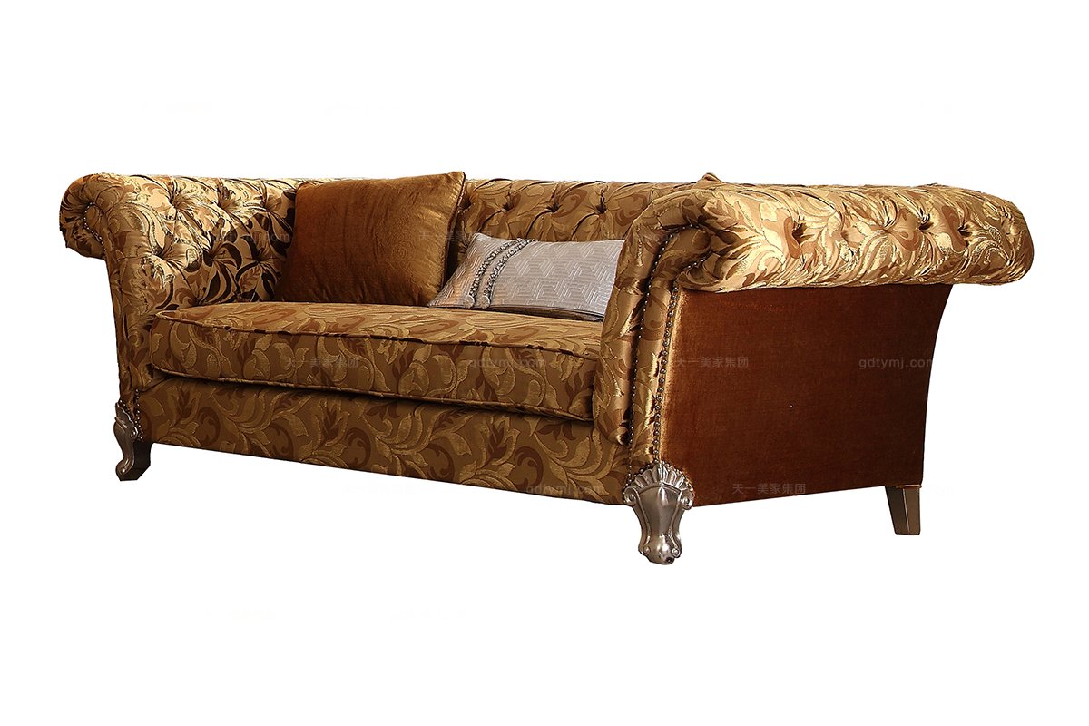 高端奢華新古典花色布藝二人沙發