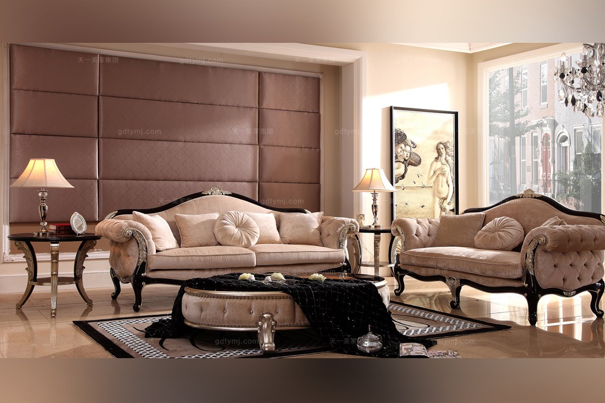 高端奢華新古典布藝二人位沙發