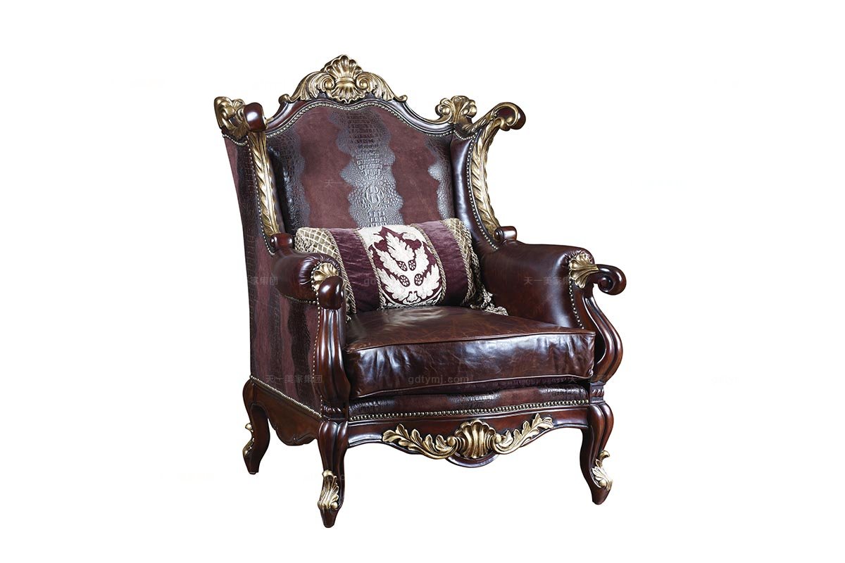 高端美式家具寶藍色三位沙發