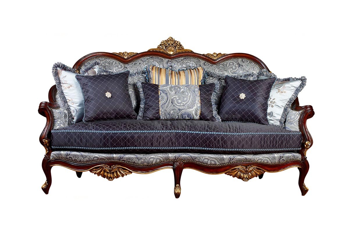 高端美式家具花紋布三位沙發