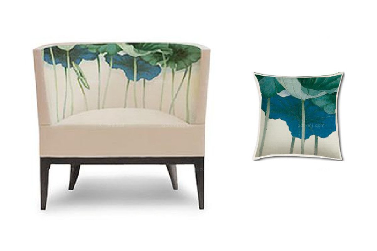 高端新中式荷葉單人沙發