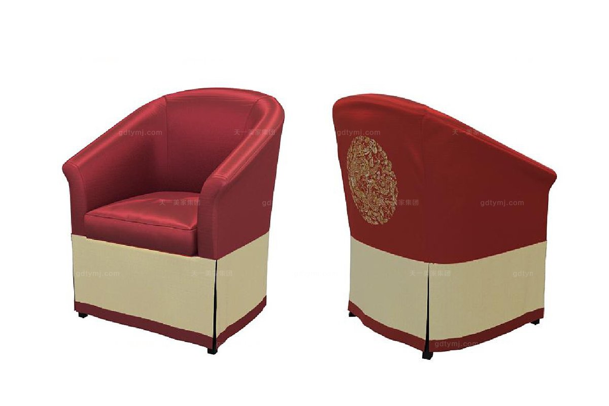 高端新中式紅色沙發椅