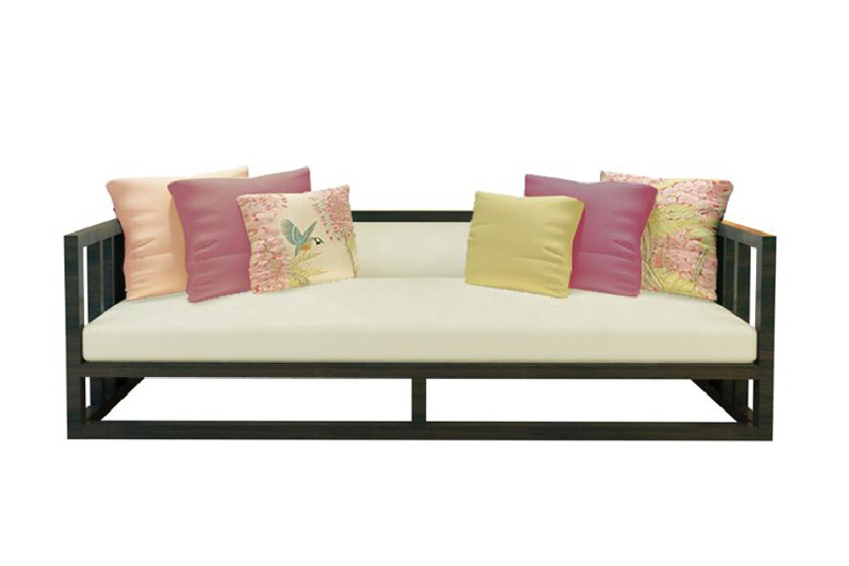 高端新中式花鳥三人沙發