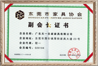 東莞市家具協會副會長證書