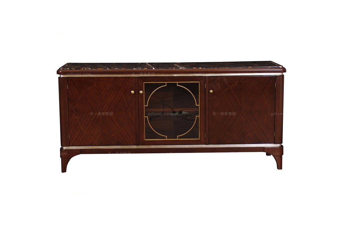 高端品牌深色實木家具現代新古典電視柜