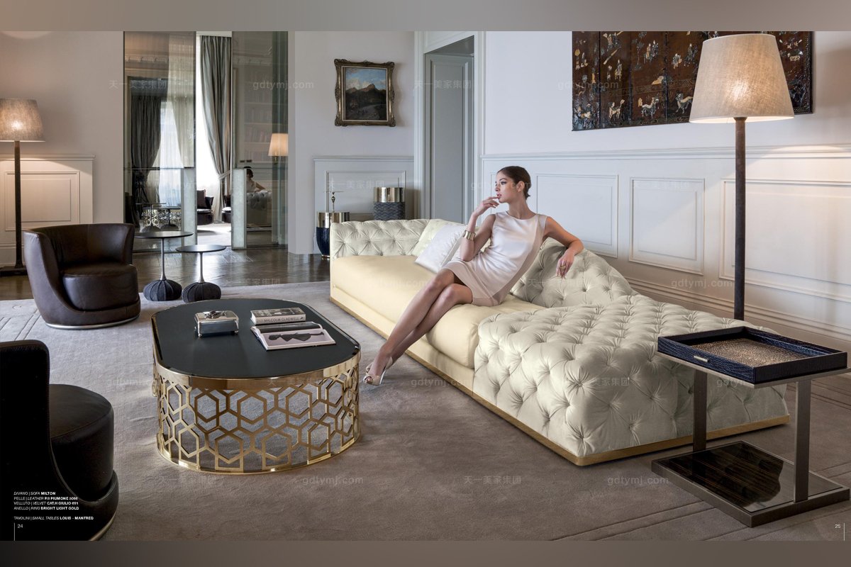 Longhi現(xiàn)代布藝長(zhǎng)沙發(fā)