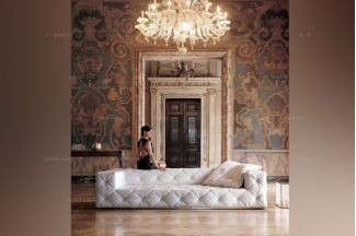 Longhi現代白色長沙發