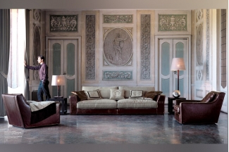 Longhi現代酒紅色客廳沙發組合