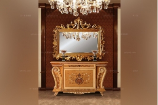 Minotti Luigi&Benigno歐式實木雕花露木紋裝飾玄關柜