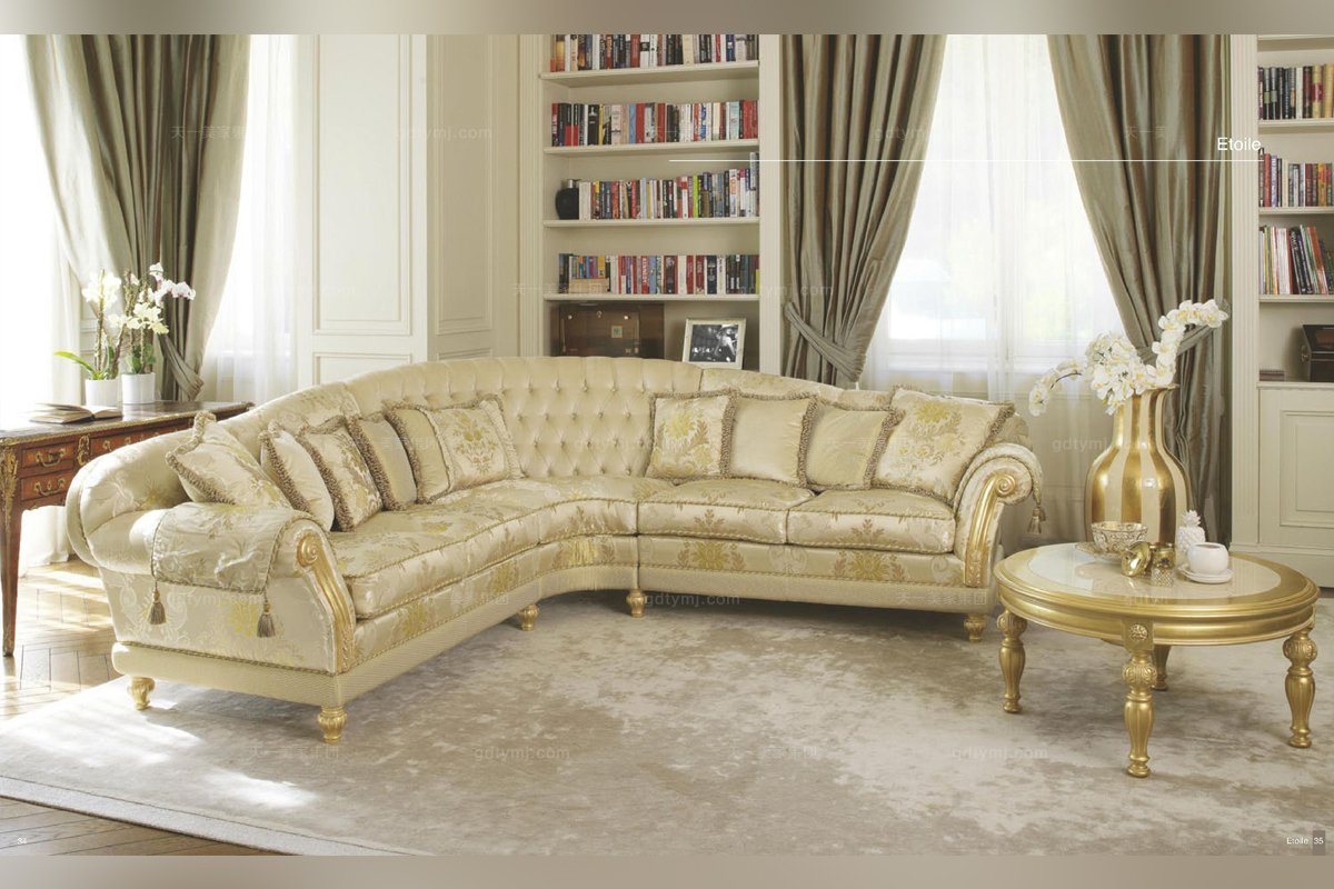 Pigoli 皮溝里歐式布藝雕花休閑沙發