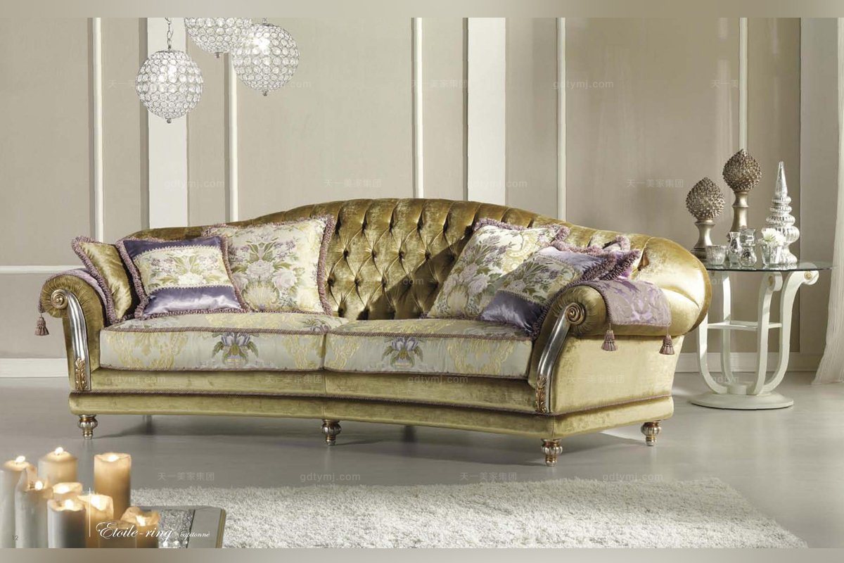 Pigoli 皮溝里素色布藝三位沙發客廳家具