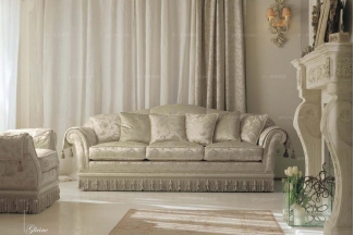 Pigoli 皮溝里花色布藝實木框架三位沙發客廳系列