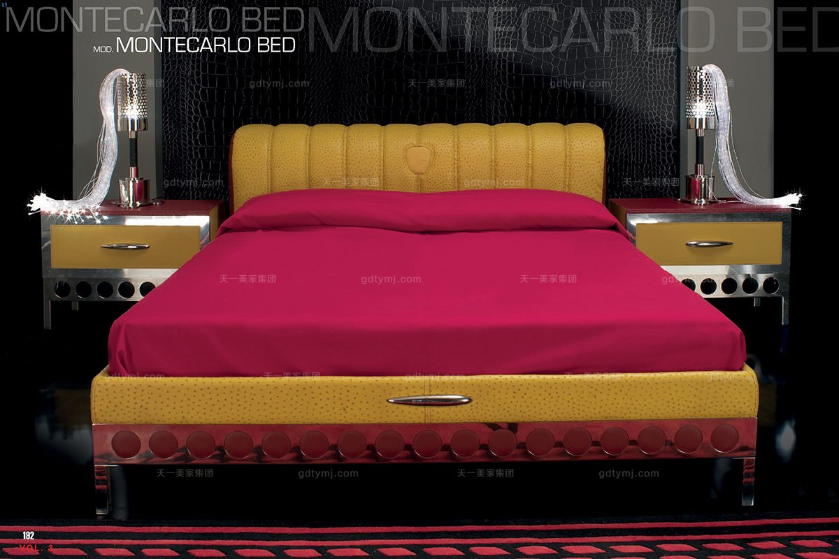 高端品牌現(xiàn)代風(fēng)格意大利進口蘭博基尼系列鴕鳥皮雙人床