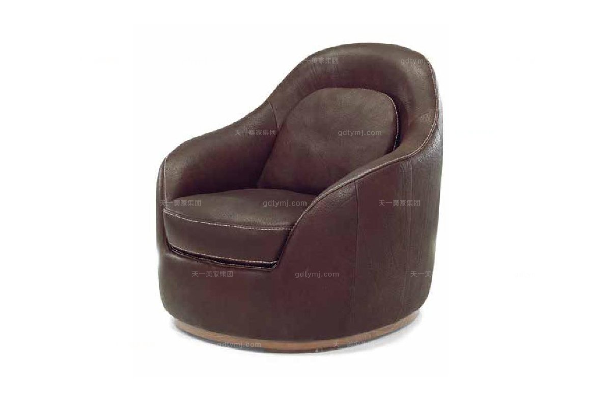 高端品牌現代意大利進口咖色真皮單人沙發