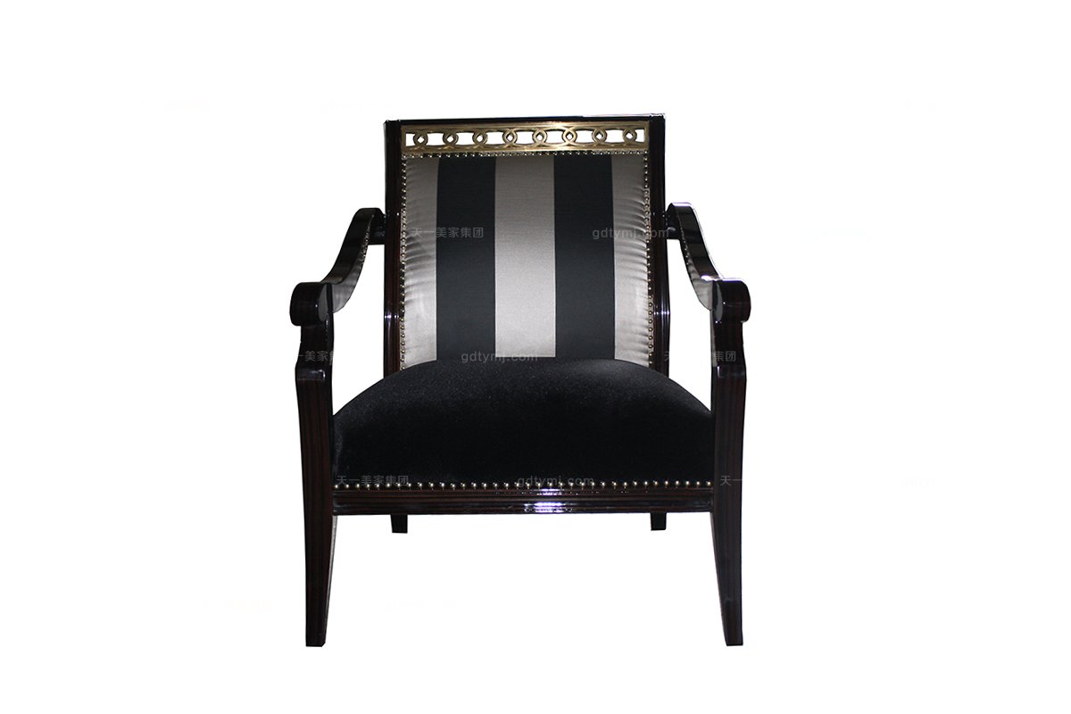 高端家具品牌新古典黑檀色單人沙發