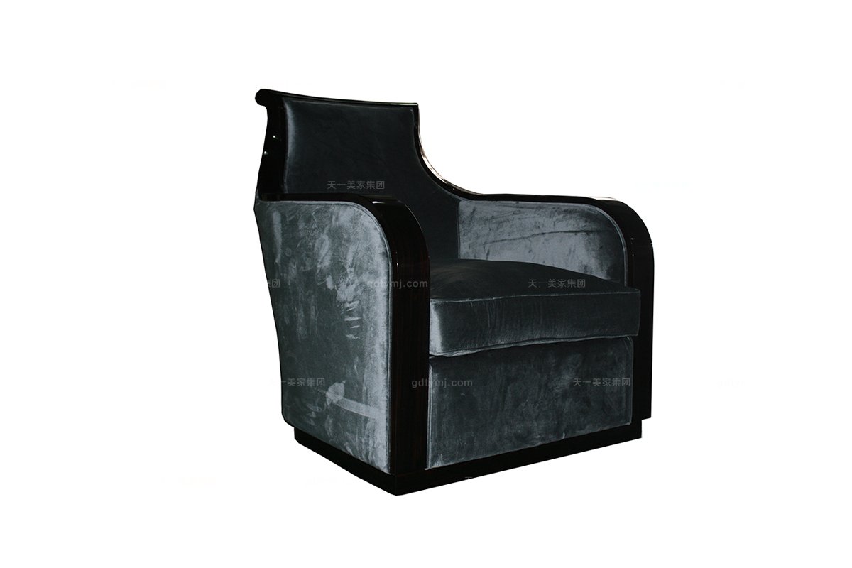 名貴別墅家具奢華新古典黑檀色單人沙發