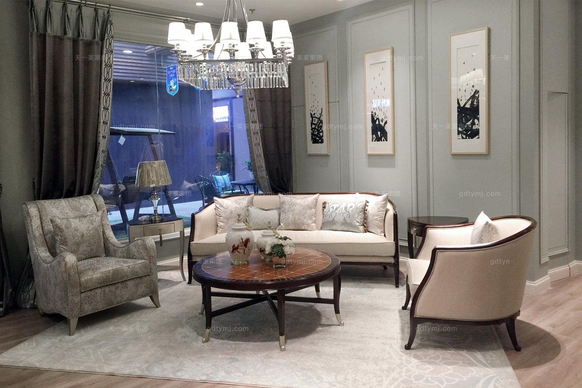 高端別墅家具會所家具品牌法式三人位沙發