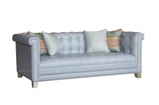 品牌會所家具別墅家具高端法式銀色三人位沙發