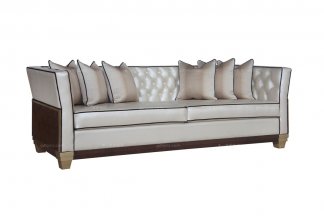 名貴別墅豪宅家具會所家具品牌法式咖啡色三人位沙發