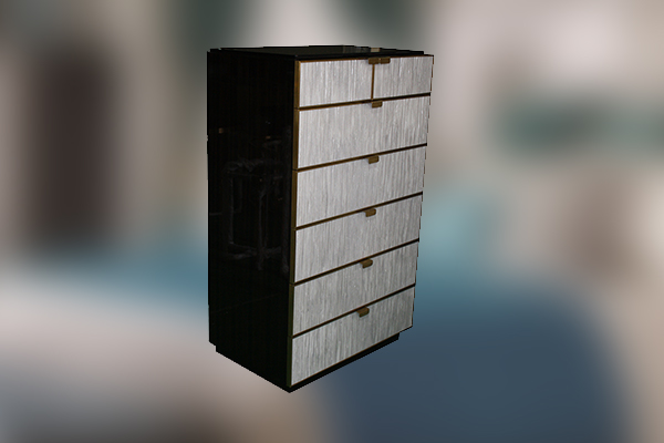 高端現代輕奢大床實木臥室雙人床黑檀木皮拼花真皮大床七斗柜