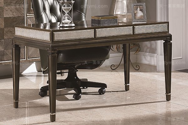高端現(xiàn)代輕奢書(shū)房家具實(shí)木書(shū)房書(shū)桌灰色木皮拼花真皮書(shū)椅書(shū)桌系列書(shū)桌