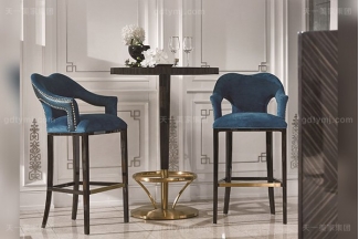 高端現代輕奢風家具實木五金黑檀木皮拼花休閑吧臺吧椅