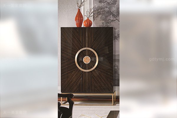 名貴別墅豪宅后現代輕奢風格客廳家具楓影木皮拼花電視柜組合裝飾柜