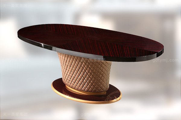 高端輕奢后現代風格客廳家具黑亮黑檀木皮餐桌+親膚絨布餐椅餐桌