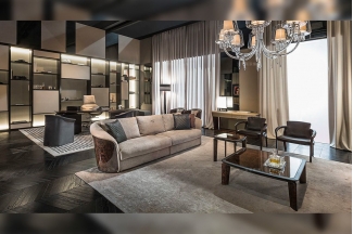 名貴意大利奢華豪宅家具品牌高彈海棉布藝軟包三人位沙發