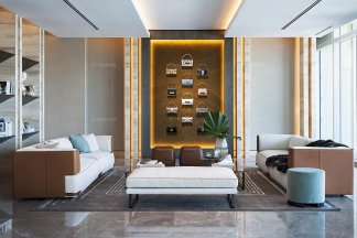 高端真皮別墅客廳沙發組合