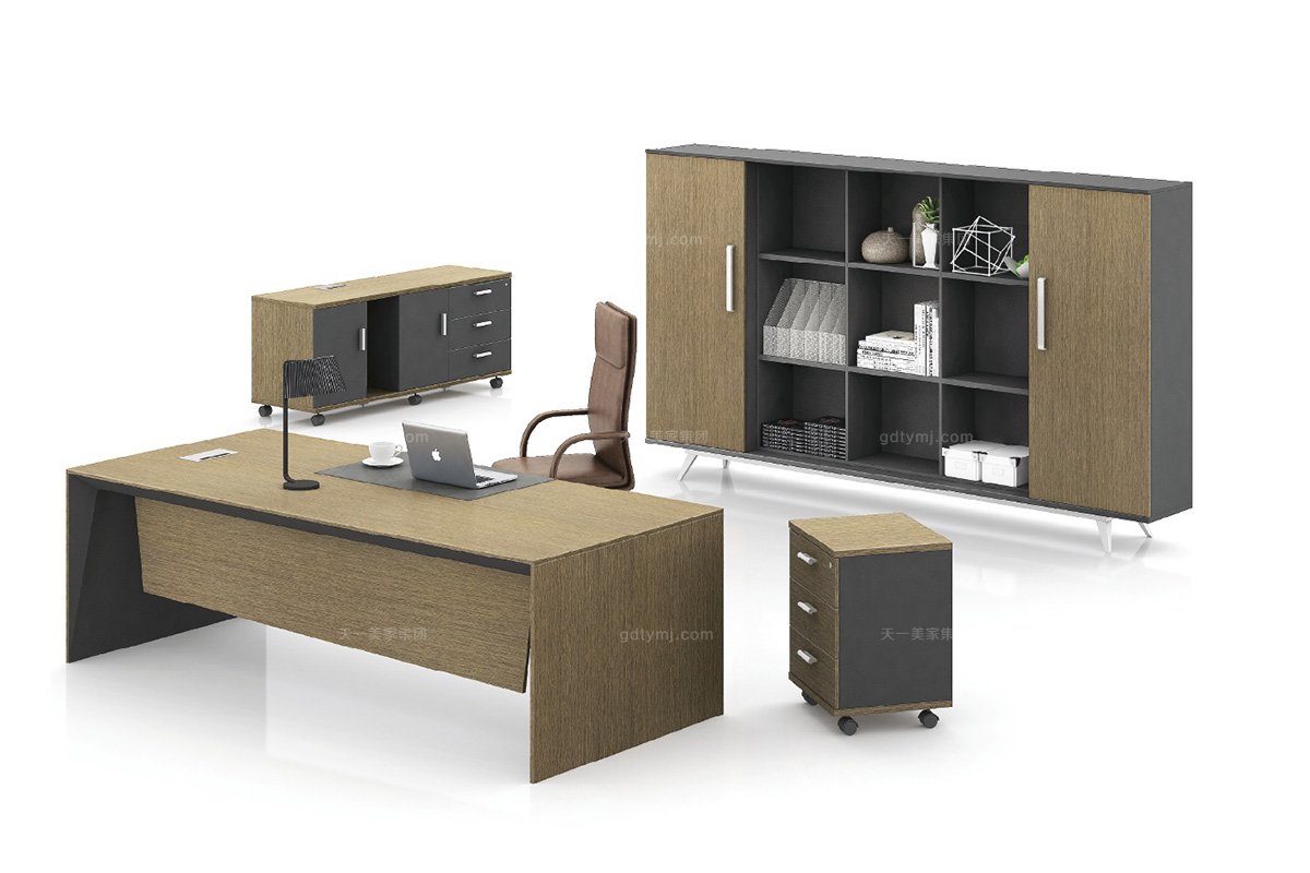 高端輕奢辦公家具品牌公司時尚現代辦公室實木真皮辦公桌椅書柜組合辦公組合家具
