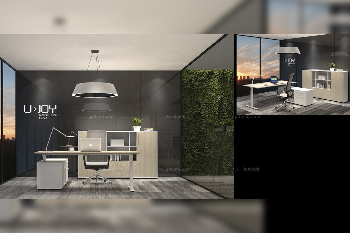 別墅會所銀行公司高端辦公家具品牌現代時尚原木色大班臺椅書柜組合