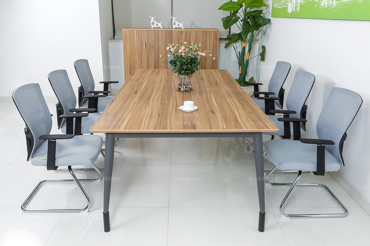 銀行學校公司高端辦公家具品牌現代原木色八人位會議桌辦公會議桌