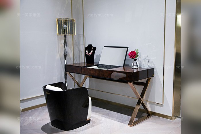 高端后現代輕奢家具品牌臥室時尚梳妝臺妝椅組合